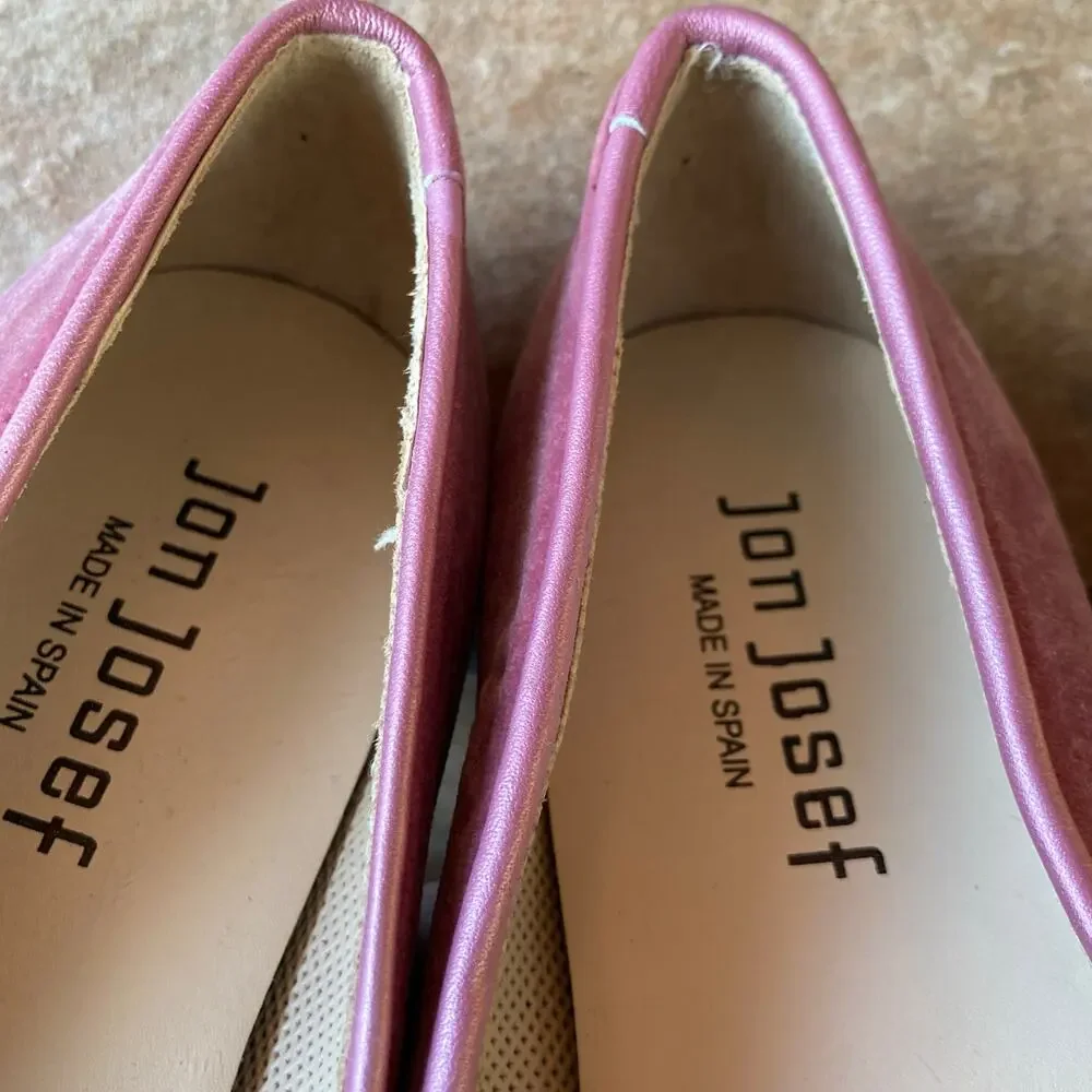 Jon Josef Womens Pink Velvet Vermont Ski Smoking Flat Gatsby Loafers Size 6 RARE